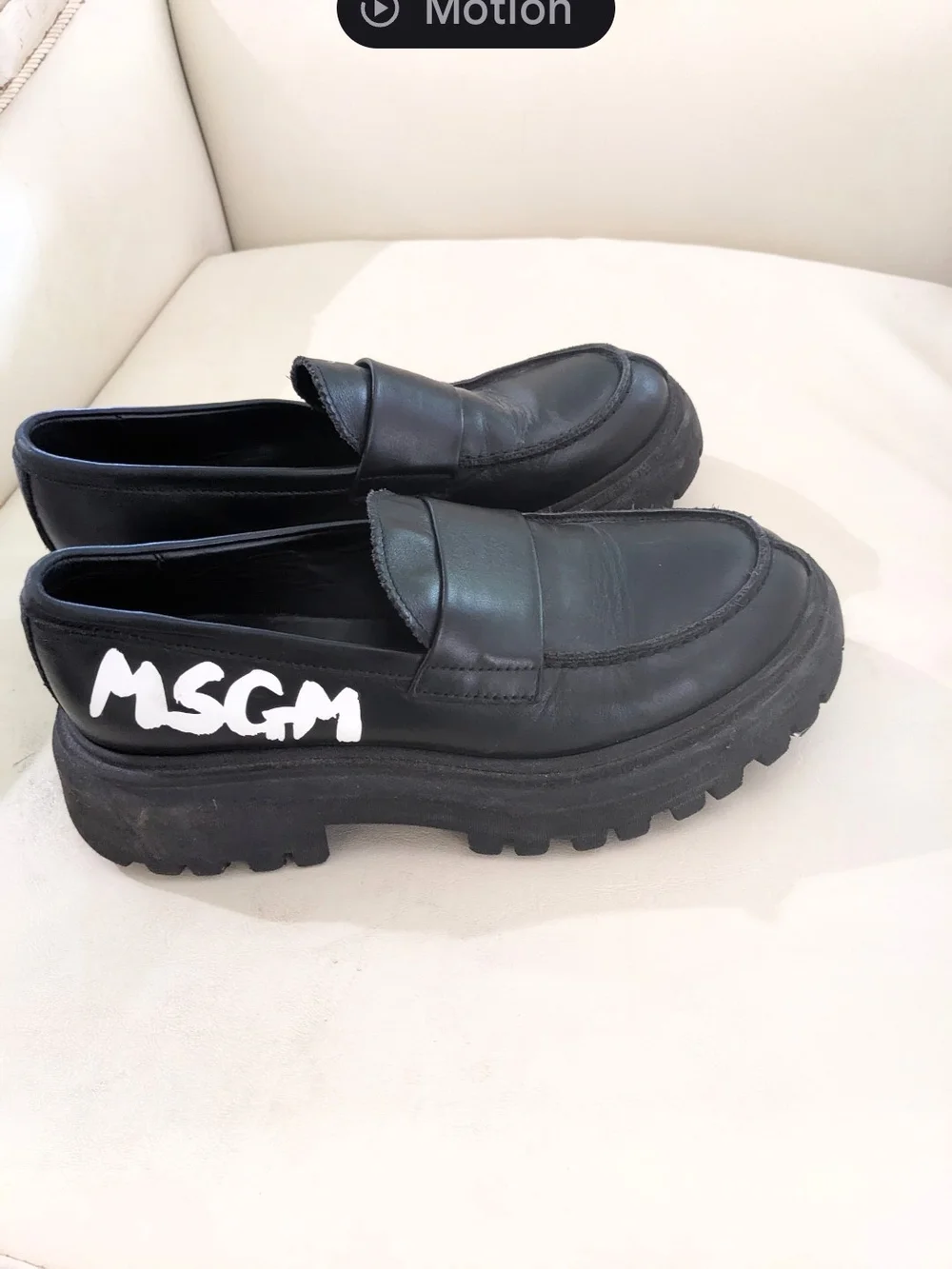 MSGM Kids Black Leather Logo Loafers 36